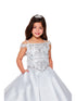 Little Girls White Rhinestone Crepe Satin Off Shoulder Ball Gown 2-6 - SophiasStyle.com